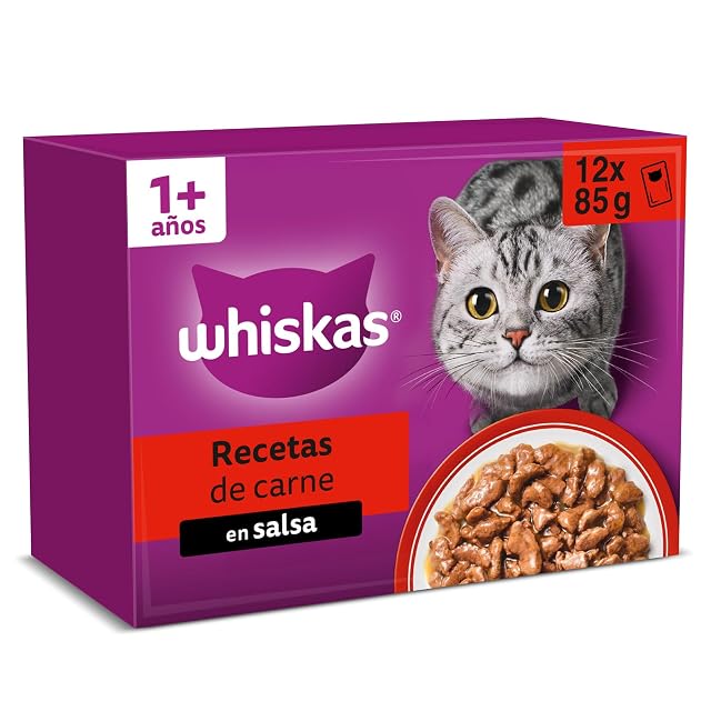 WHISKAS Duo Comida húmeda en Salsa Gatos Adultos Comb. Clásicas - 4 x 12 bolsitas x 85g