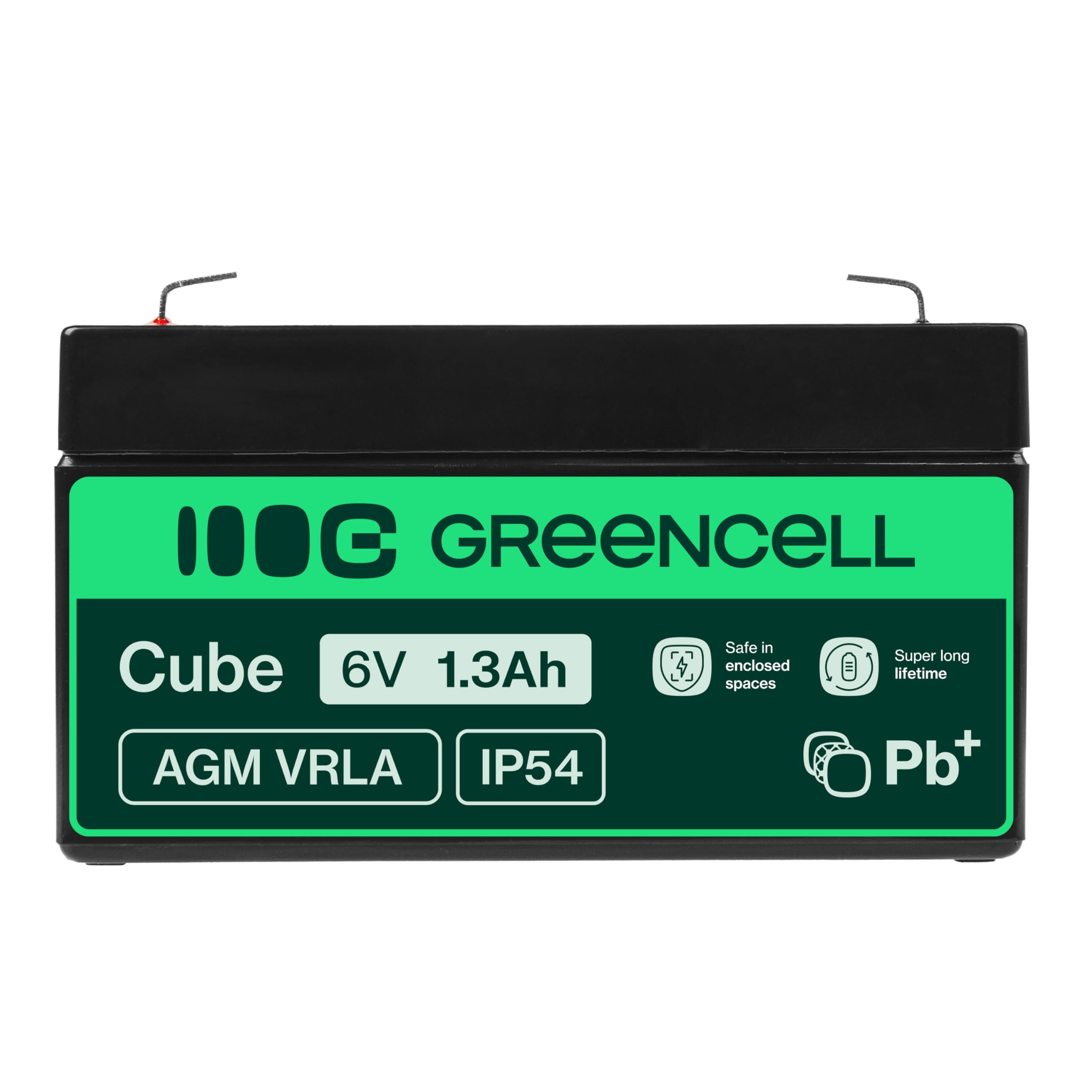 Batteria Green Cell® AGM 6V 1,3Ah, batteria al piombo-acido VRLA, batteria di ricambio al piombo-acido, batteria gel a scarica profonda, per roulotte senza conducente Fotovoltaico Sedia a rotelle