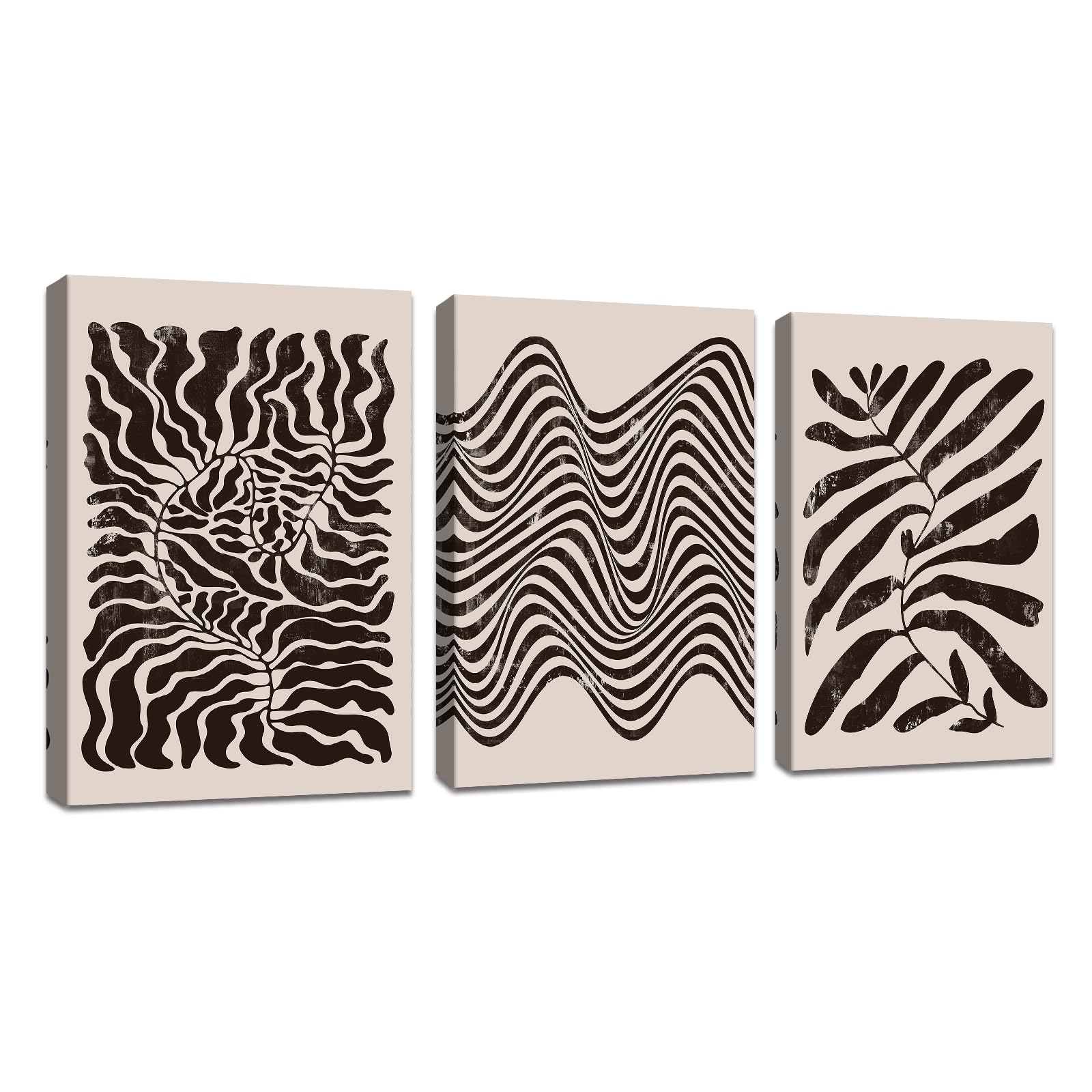 3Pcs Marco de madera Minimalista Geométrico Blanco y negro Cuadros Decoracion Salon Modernos neutro Boho Cuadros Abstractos Pintura Lienzo decorativos Dormitorio Comedor Decoración de Pared 30x40cmx3