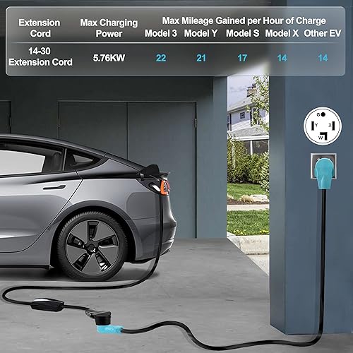 Miniatura 9 de CircleCord Adaptador de cargador NEMA 14-30P a 14-50R EV y cable de extensión para secadoraEV de 25 pies