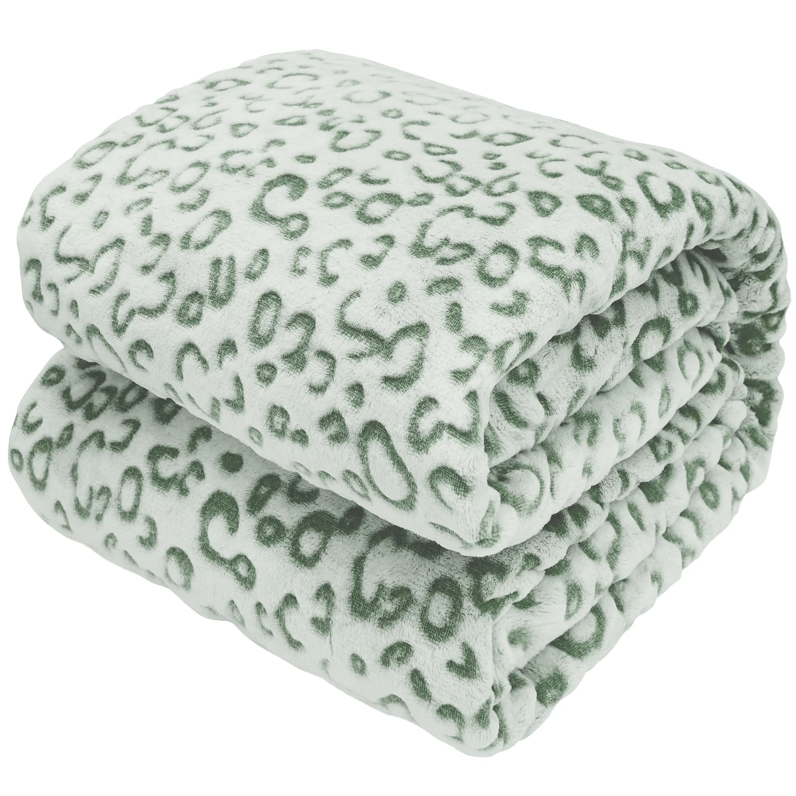 SEEGU Cheetah Fleece Blanket Throw Blanket Cozy Warm Plush Leopard Blanket Green Lightweight Blankets for Couch, Sofa, Bed, Camping, Travel 40x50inch (BP-26)