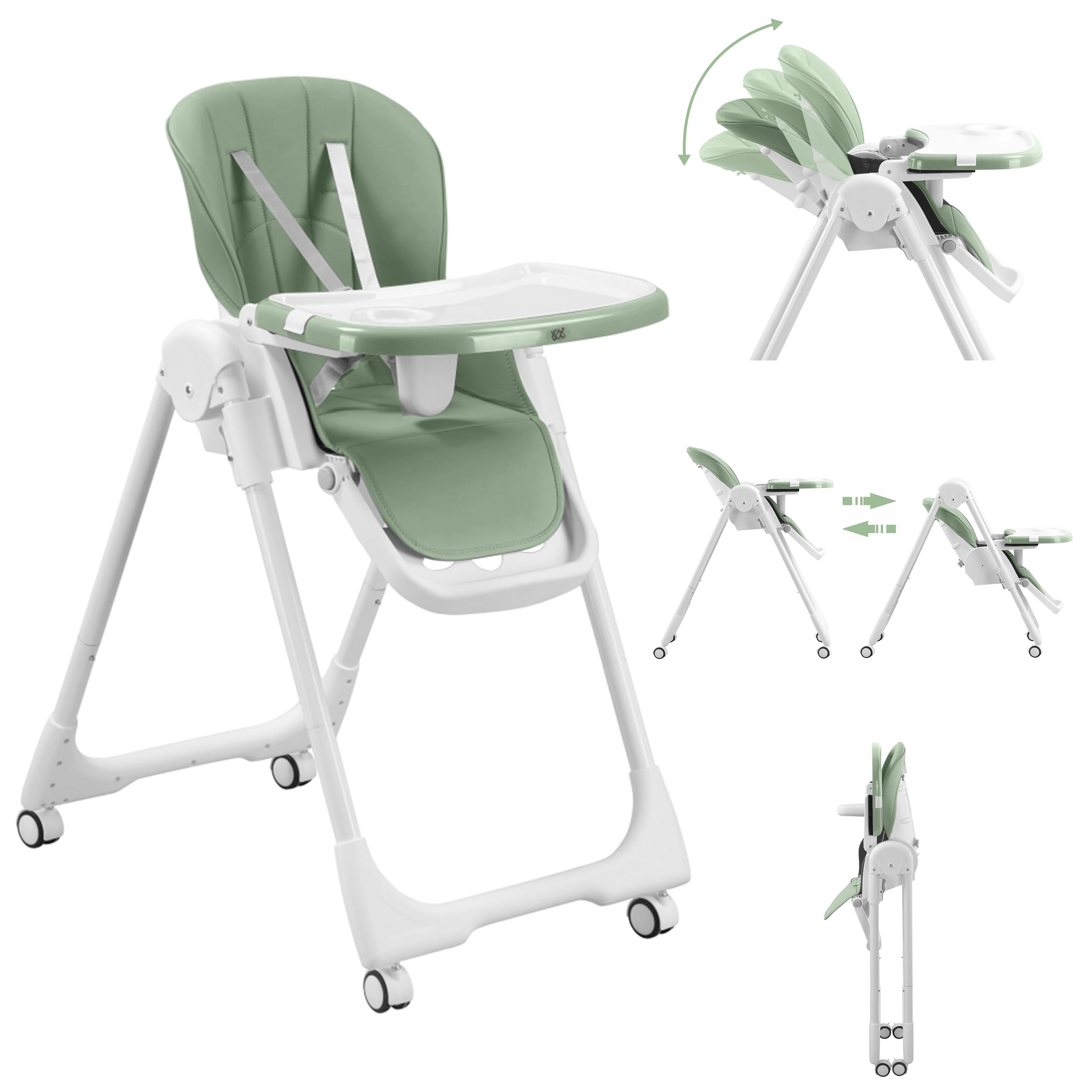 Baby Vivo Baby Kinder Hochstuhl Babyhochstuhl Höhenverstellbar Liegefunktion Tippy Cool Mint
