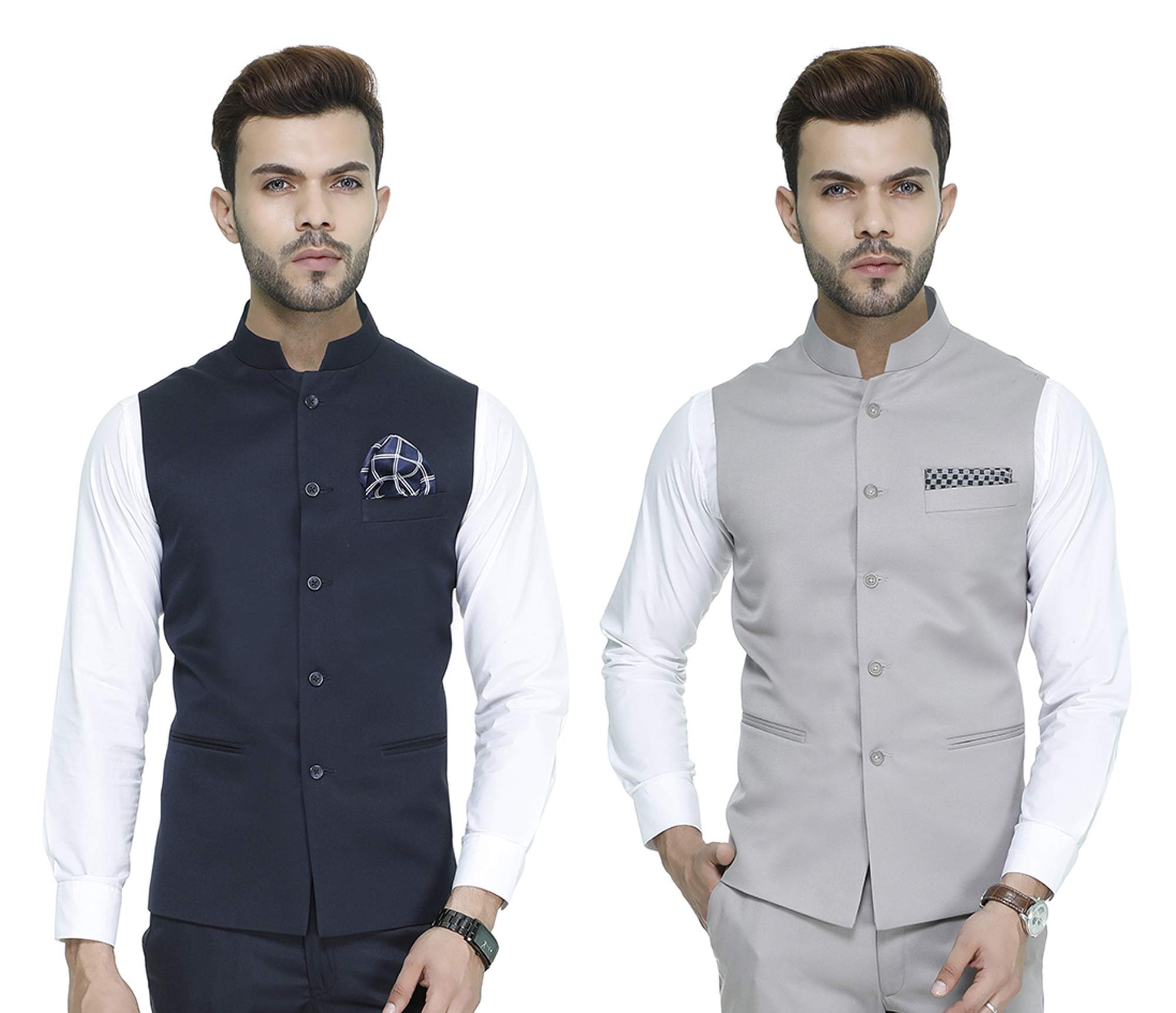 manq Men's Slim Fit Formal Waistcoat (Combo of 2)-picture-34