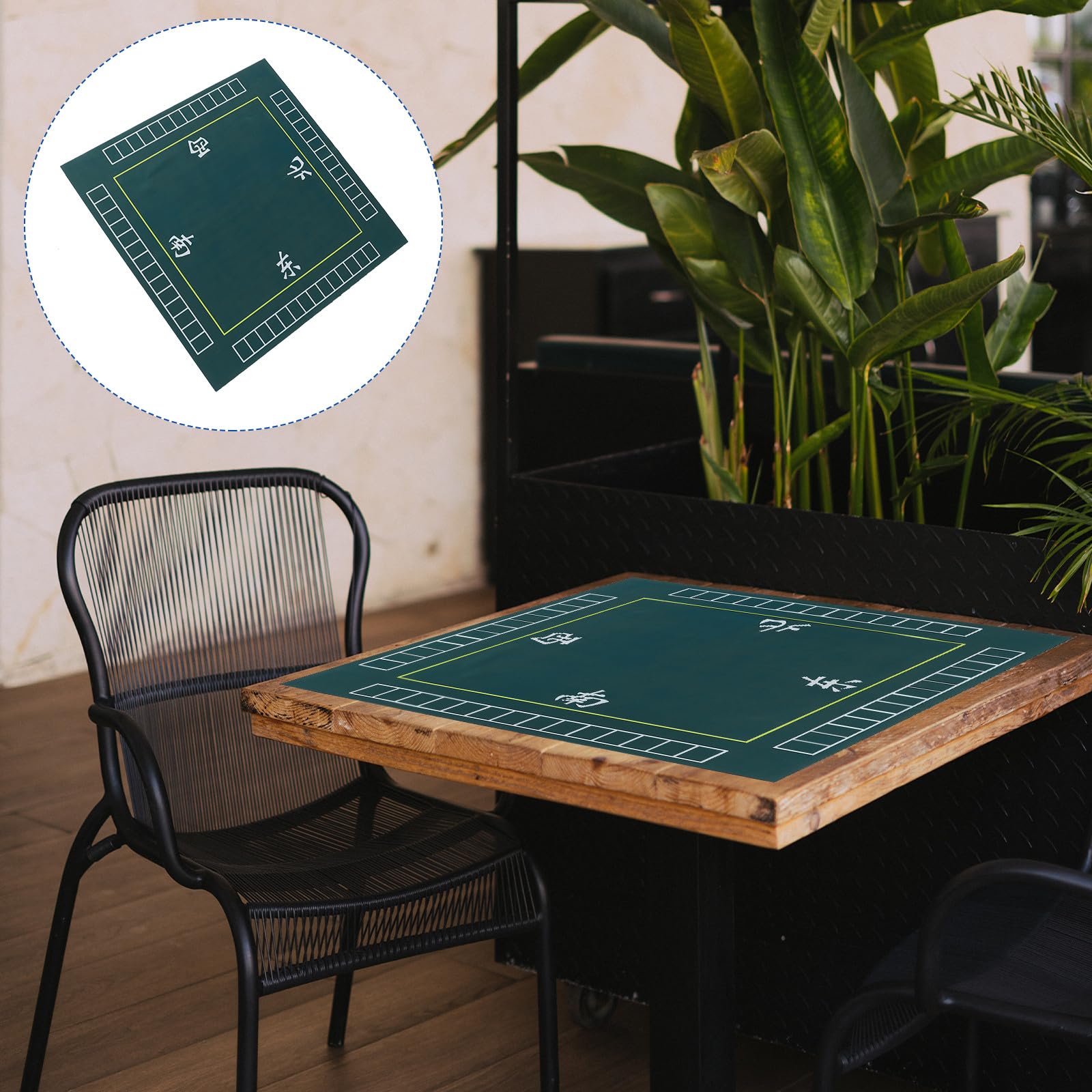 GALPADA Tappetino Mahjong Quadrato Antirumore e Antiscivolo in Poliestere e Gomma, Copertura Tavolo da Gioco Verde per Giochi di Carte e Piastrelle