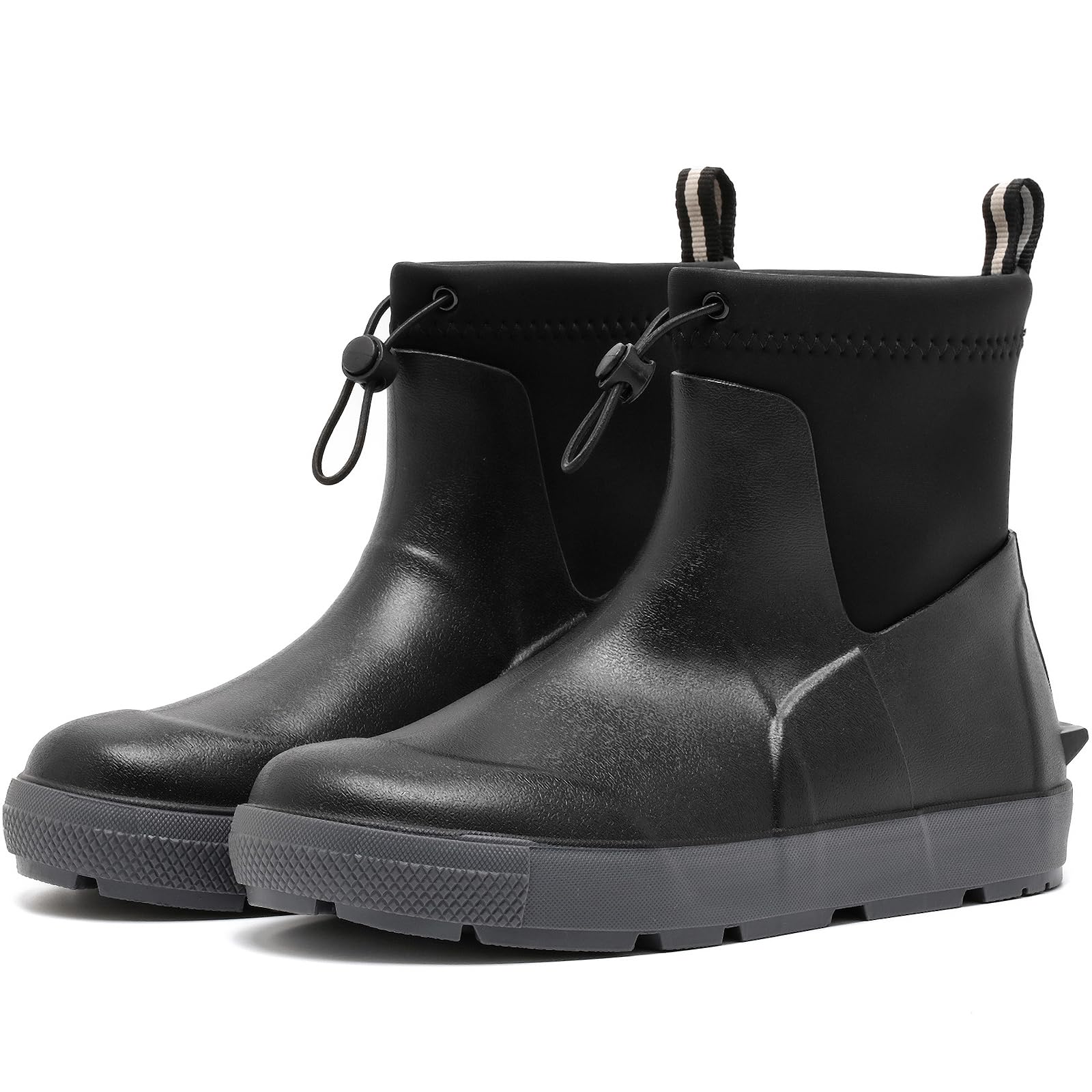 Men's Deck Boots, Waterproof Ankle Rain Boots for Fishing &amp; Boating