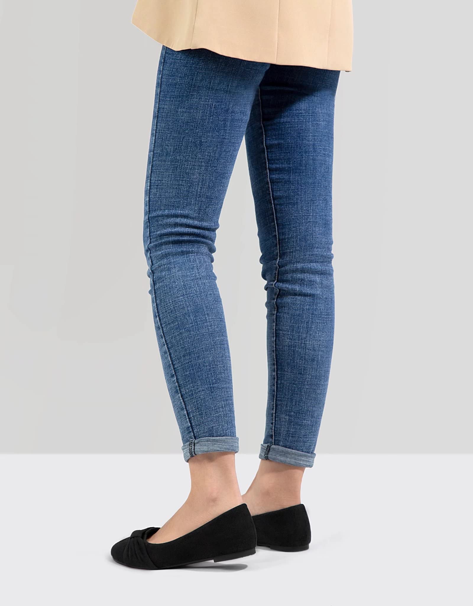 MaxMuxun Señoras cerradas bailarinas mocasín lazo …