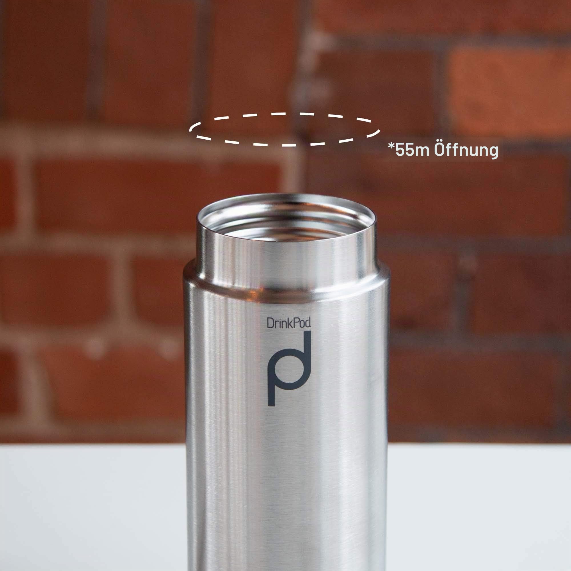 Drink Pod Isolierflasche Edelstahl 0,2 L Gebürsteter Stahl | Doppelwandig, 6 Stunden Heiß, 24 Stunden Kühl, Auslaufsicher, BPA-Frei