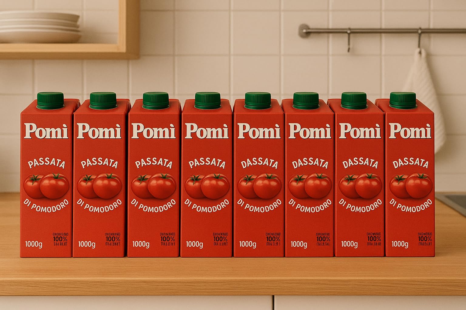 "Pomi Passata di Pomodoro – Confezione da 8 Brik da 750ML – 100% Pomodoro Italiano, Gusto Autentico e Naturale per Ricette di Qualità"