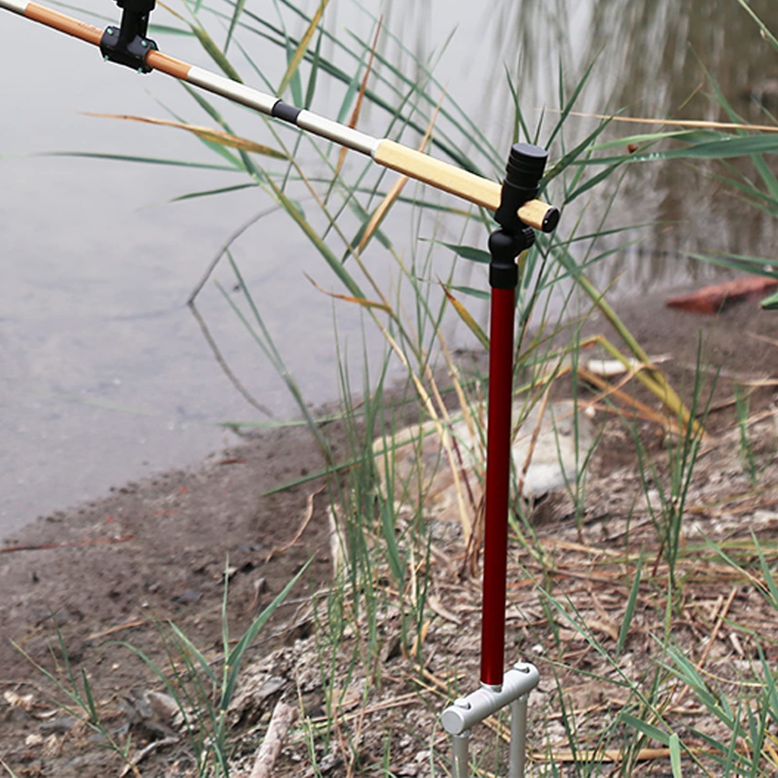 Uchwyt na wędkę wędkarską z zaworem szybkoprętowym Uchwyt na pistolet pistoletowy Stop Aluminium Plug-in Ground Duża Królewska bateria wędkarska Uchwyt na wędkę ( Kolor: czerwony)