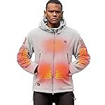 DEWBU Heated Jacket Polar Fleece with 12V Battery Pack Soft Fleece Electric Heating Hoodie for Men, Heather Grey, 2XL