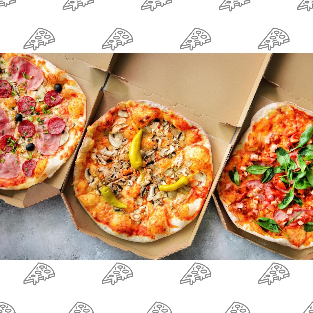Caja Carton para Pizza 33x33 cm (mediana) | Caja Cuadrada Marrón Kraft Automontables | Pack de 100x cajas