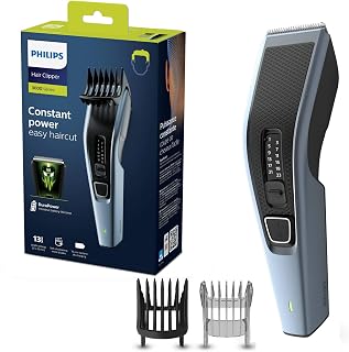 Philips Cortapelos Hombre Serie 3000, Máquina Cortar Pelo, 13 ajustes de Longitud, Cuchillas de Acero, 75 min de uso, Con y sin Cable, Recargable, Peine para Barba, HC3530/15