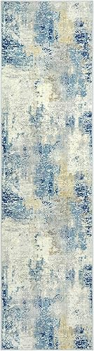 Miniatura 8 de Lahome Alfombra abstracta moderna  2 x 8 pulgadas, color azul, para pasillos, alfombra de baño, alfombra de cocina, lavable y antideslizante, para