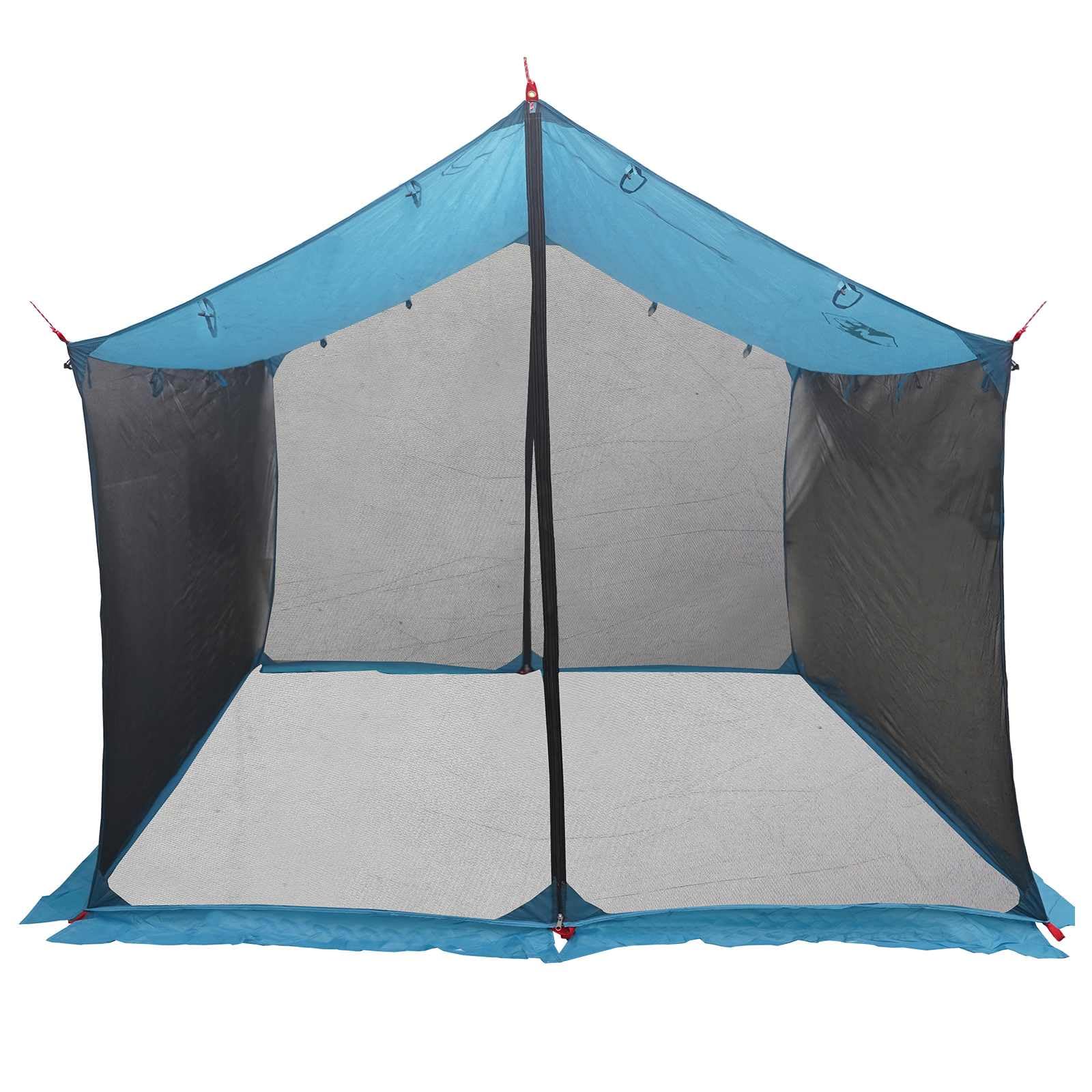 Tarp kempingowy ze ścianami z siatki niebieski 340 x 260 x 220 cm | Wodoodporny dach, zamek błyskawiczny, regulowana wysokość, lina i śledzie w zestawie
