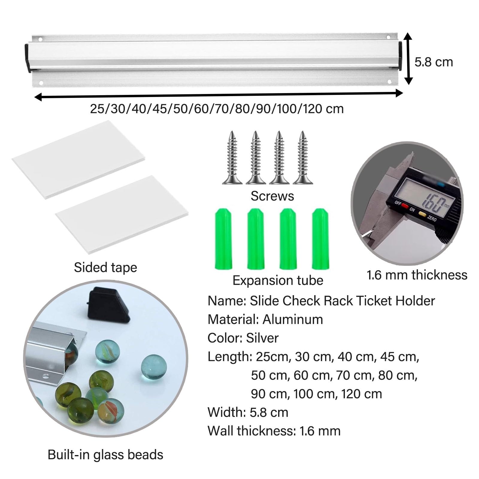 porta-tickets para restaurante Carril Para Tickets De Catering, Pinza De Aluminio Para Restaurantes/cocinas, 30 Cm 45 Cm 50 Cm 60 Cm 90 Cm 100 Cm 120 Cm. Clip Para Recibos De Pedidos Con Tornillos Y C