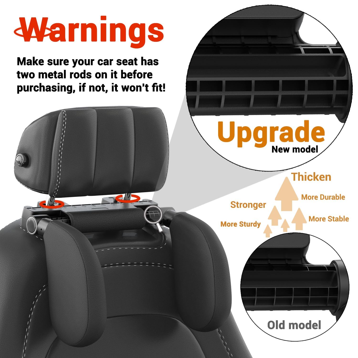 BROGBUS Car Headrest Pillow,Thickened Memory Foam Road Pal Headrest,Neck Support Pillow,180° Adjustable Car Headrest, U- Shaped Design,Travel Car Sleeping,Suitable for Kids and Adults (Black) 4
