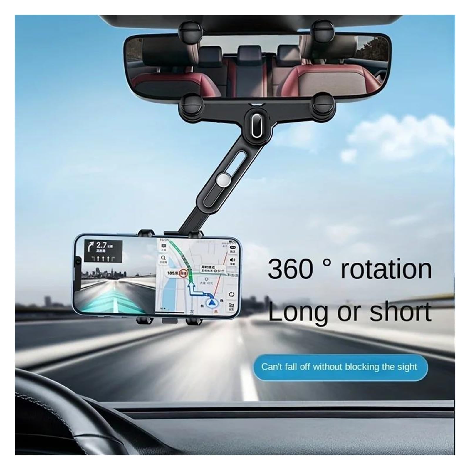 Porta Cellulare Auto Supporto per telefono con specchietto retrovisore per auto girevole a 360° compatibile con telefoni cellulari e dispositivi GPS
