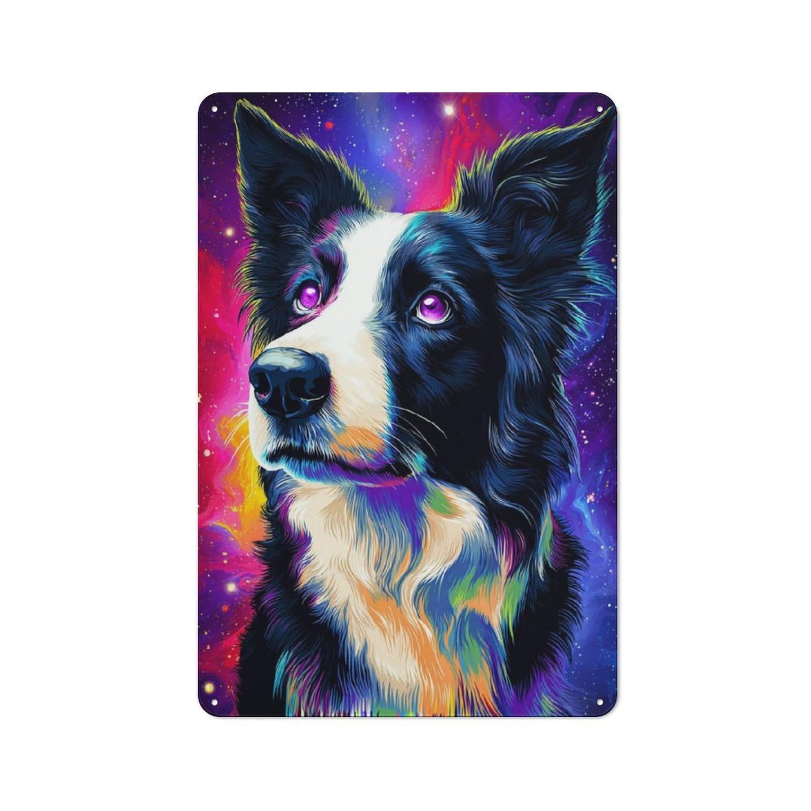 Vintage Vintage Metal Sign 30x20cm Featuring Galactic Pup Portrait, Room Wall Plaque for Flat, Dorm Room, Lounge Or Cafe