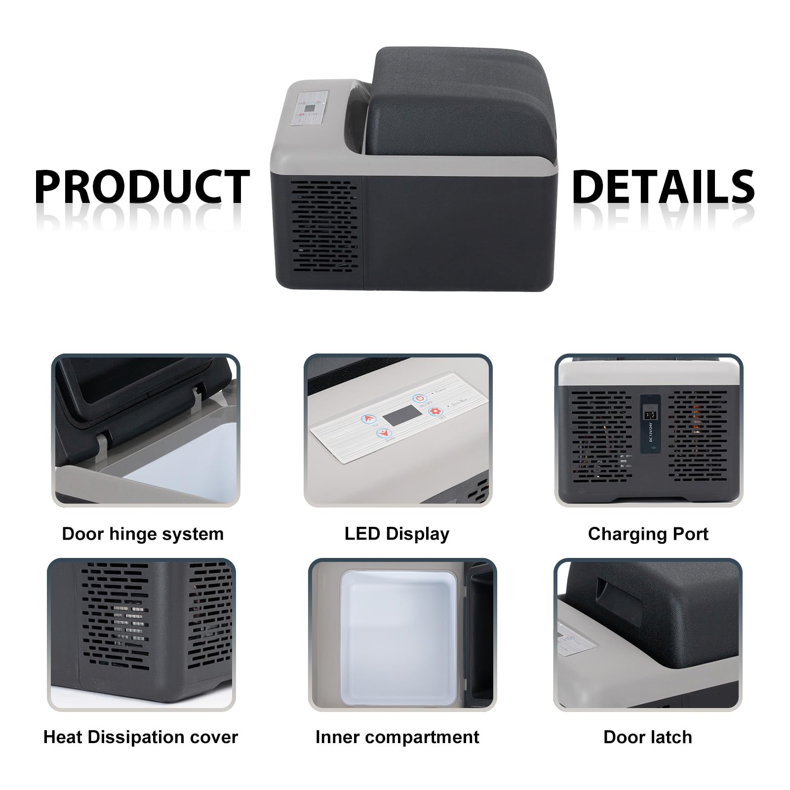 Alpicool C12PT - Frigorifero da 12l, 12 V, mini frigorifero, compressore elettrico, per auto, camion, barca, RV (nero)