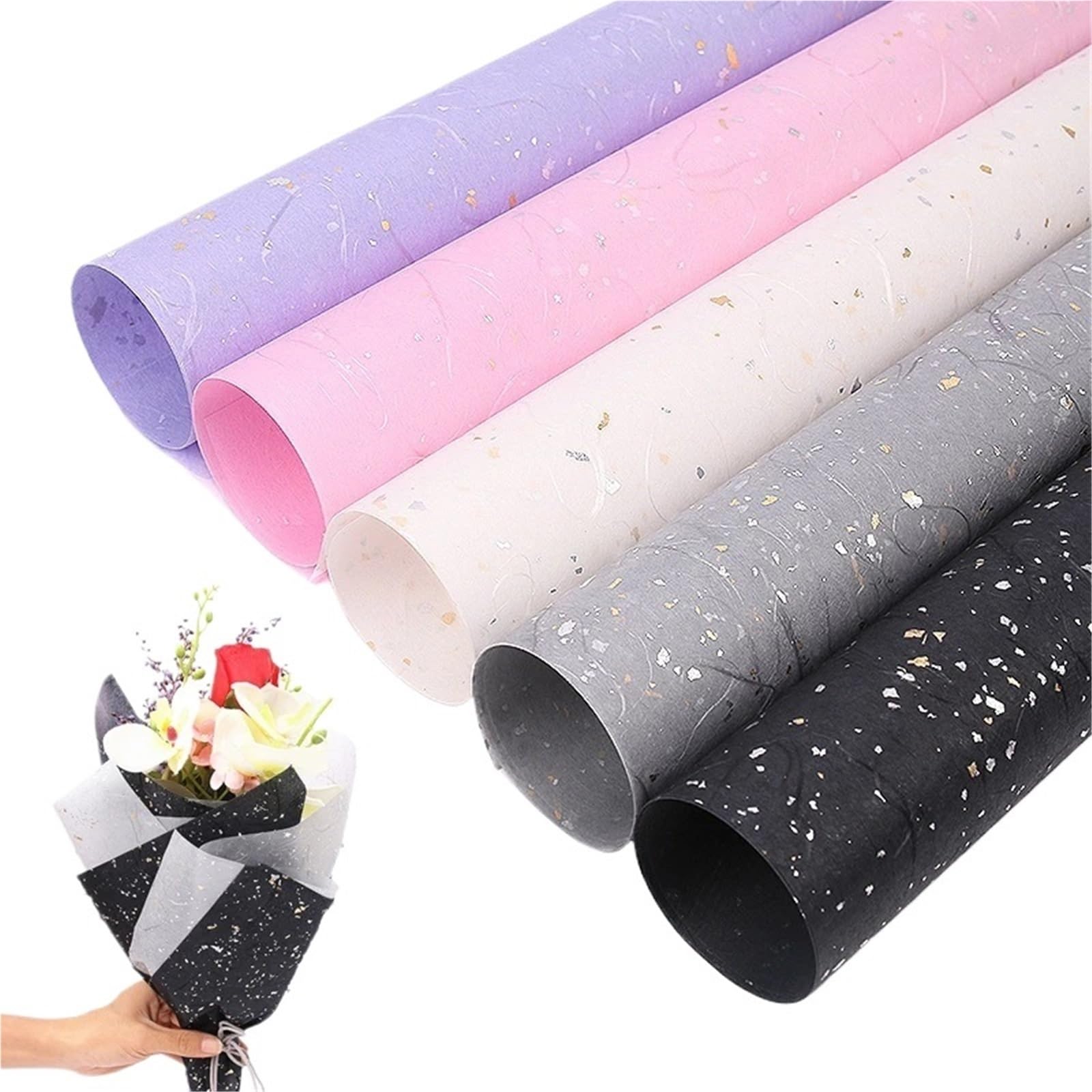 Carta Regalo Gold Silver Shiny Waterproof Flower Wrapping Papers Gift Craft Packing(6)