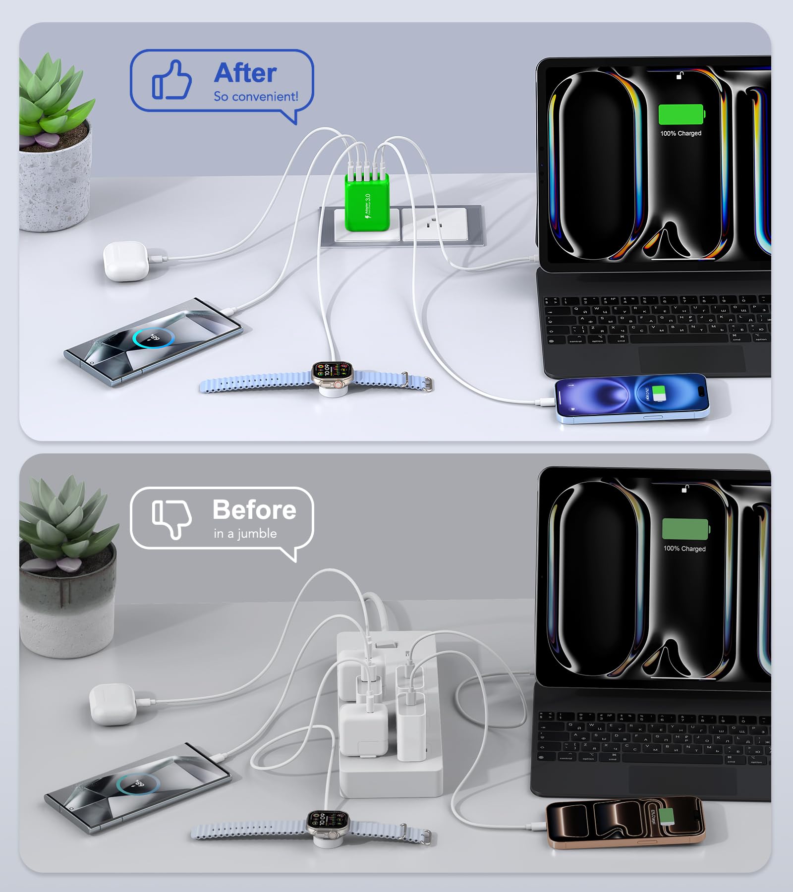 Paquete de 2 bloques de carga de pared USB C de 60 W, cargador C de 5