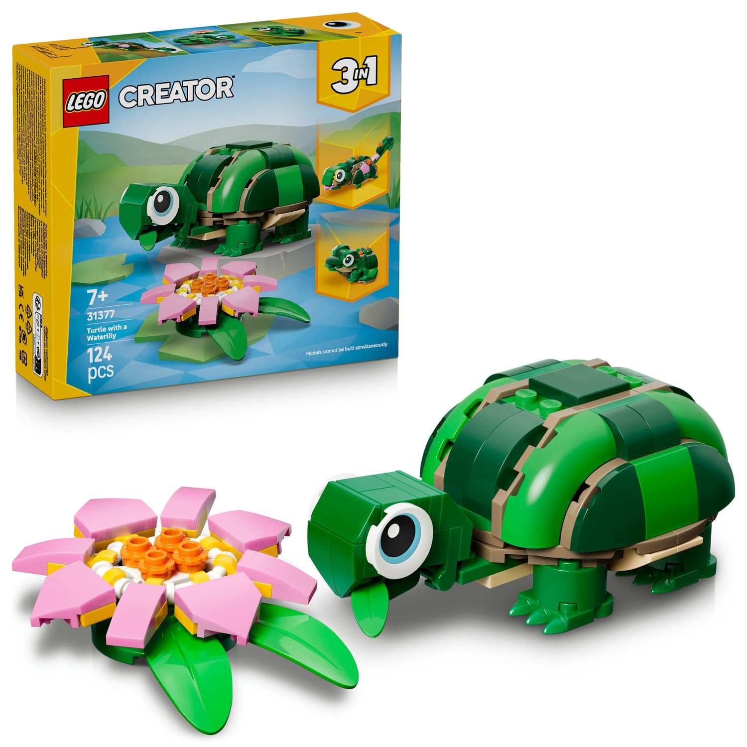 LEGO Creator 3’ü 1 Arada Kaplumbağa ile Nilüfer Çiçeği 31377 – 7 Yaş Üzeri Çocuklar için Bukalemun veya Kurbağaya Dönüşebilen Yaratıcı Oyuncak Yapım Seti, Eğlenceli Yılbaşı Hediyesi Fikri (124 Parça)