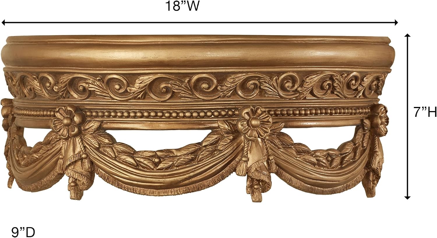 Touch of Class Aged Gold Swag and Bow Wall Teester Bed Crown | Ornate Canopy | Acanthus Leaves, Scrollwork, Floral, Beaded | Removable Rod for Drapes, Sheers | Elegant Traditional Classical