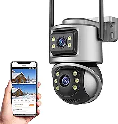 Câmera de Segurança, Wifi 1080p 360° Full Hd Ip Prova D'áGua Infravermelho Ao Ar Livre Hd VisãO Noturna Pode DiáLogo HC0T258