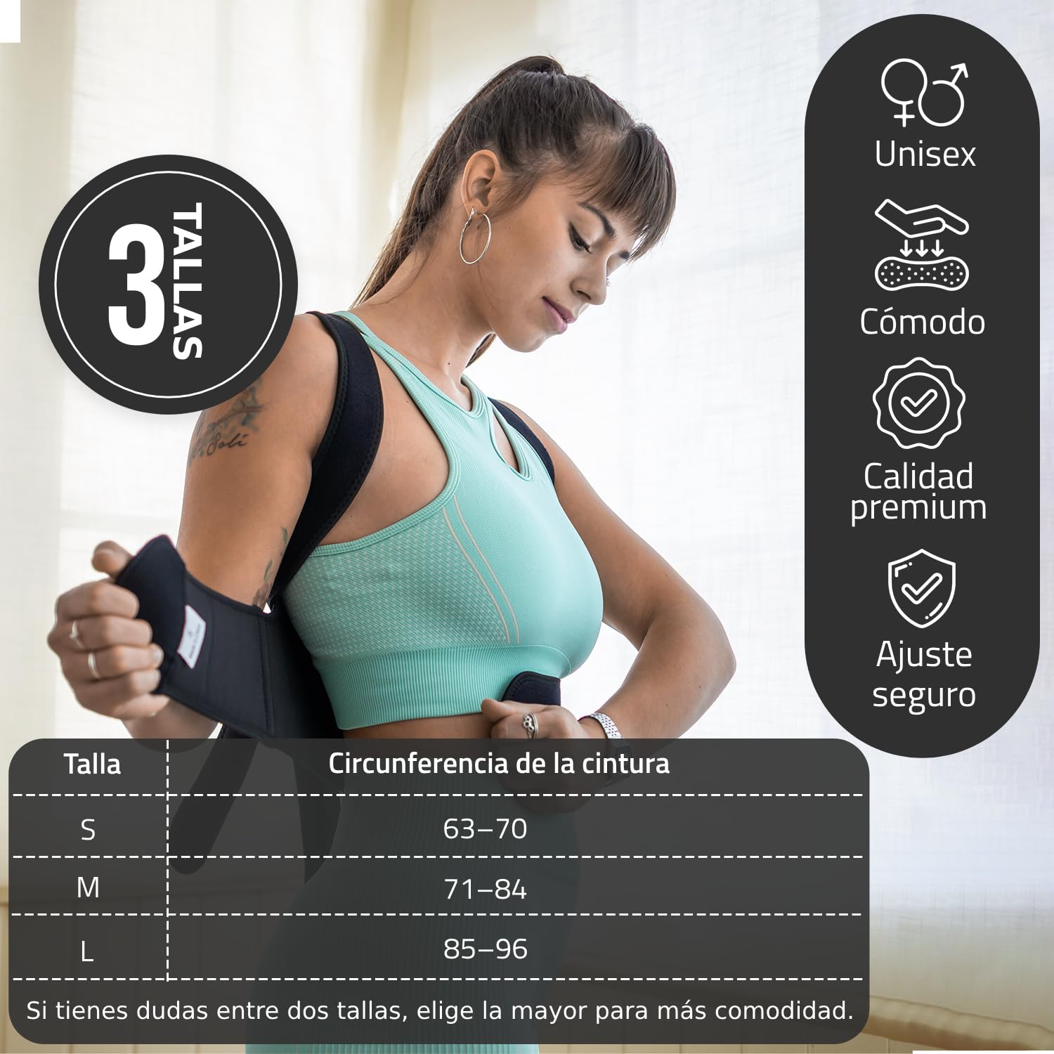 Roar® Corrector de Postura Hombre Mujer – Faja Espalda Recta, Corset Postural para Corregir Postura y Mejorar la Salud