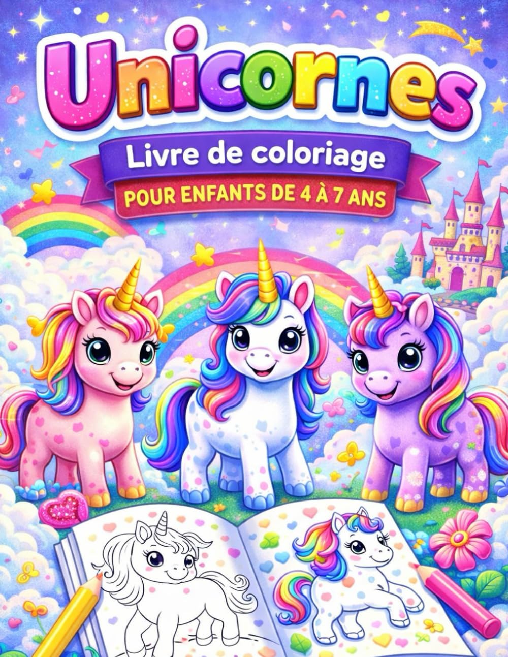 Unicornes – Livre de coloriage pour enfants de 4 à 7 ans: Pages de coloriage amusantes et magiques pour enfants