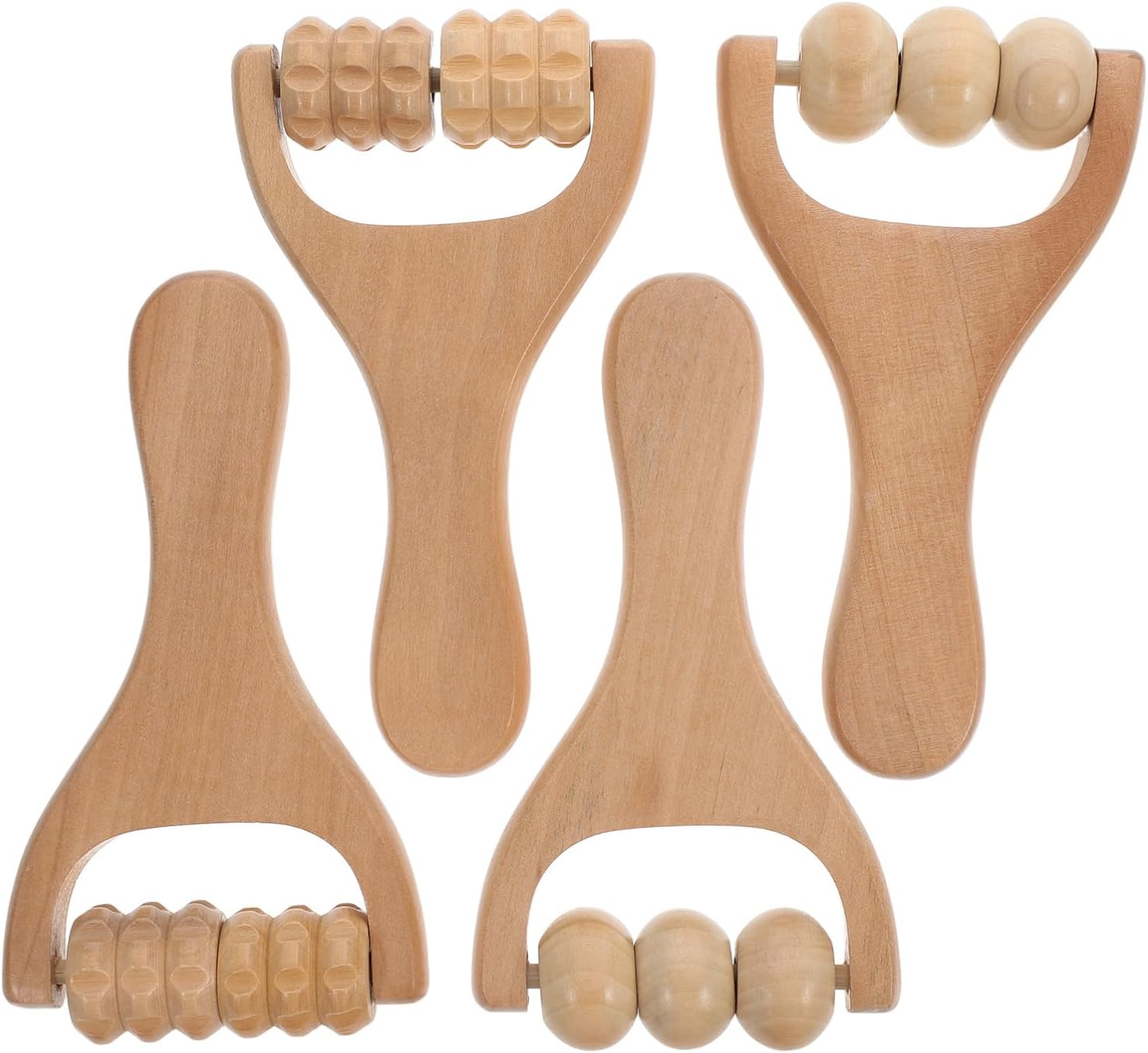 4Pcs Massage Roller Deep Tissue Massage Tool for Neck Back Legs and Durable and Smooth Wood Material for Full Body Relaxation