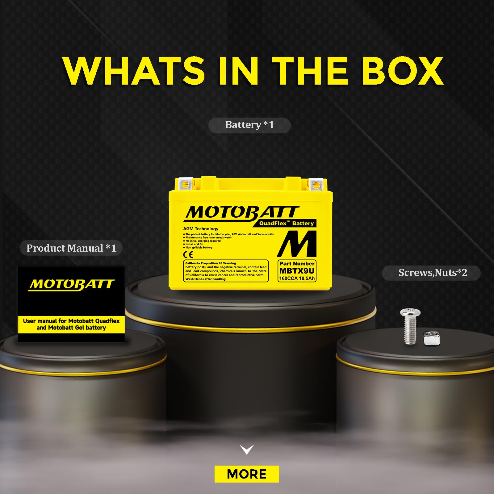 Batteria MotoBatt MBTX9U 12V 10,5Ah AGM Precaricata Sigillata ? Compatta, Potente e Senza Manutenzione, 151x87x105 mm per Moto e Scooter