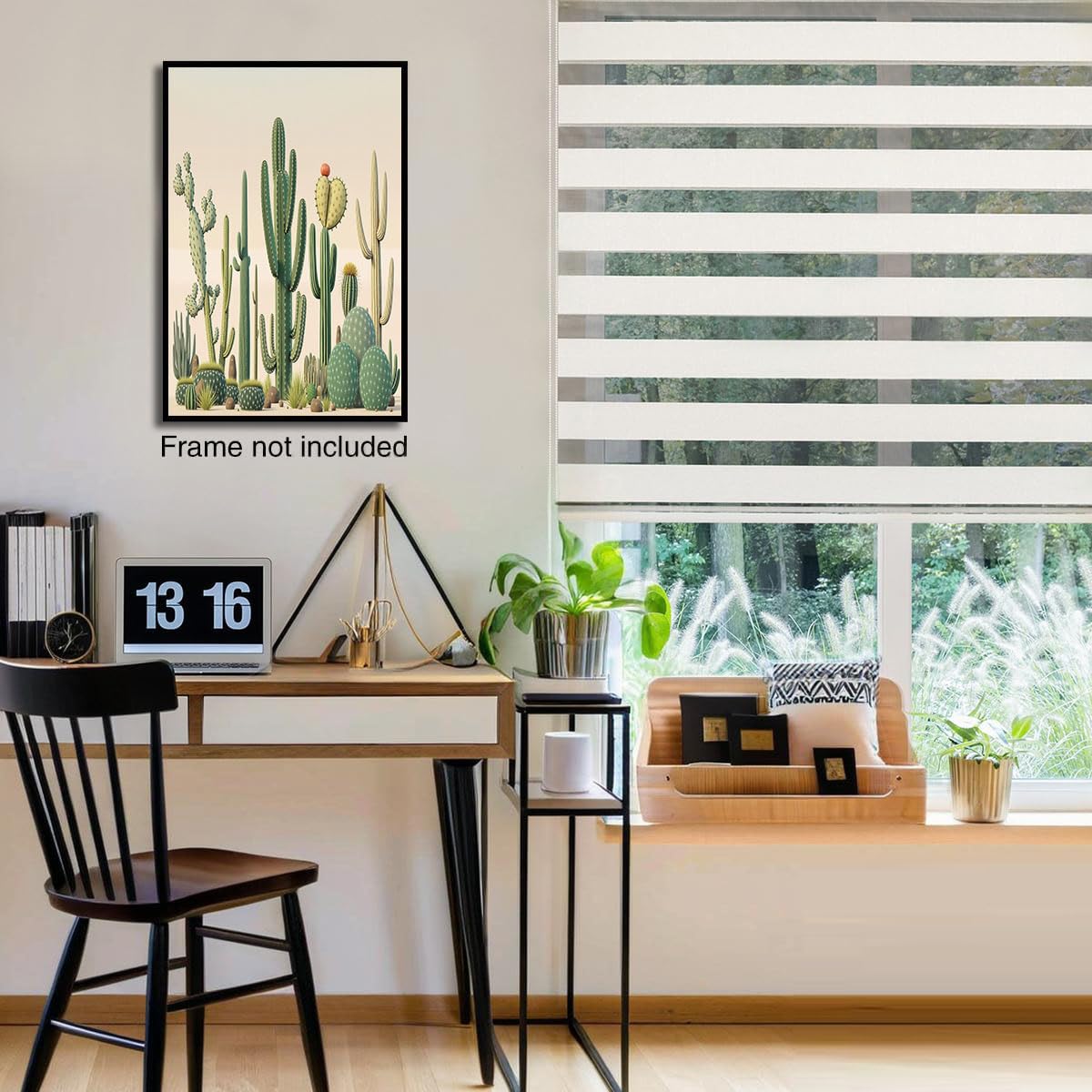 CDXNORA Impression sur Toile Plantes Illustrations, Vert Tableau Murale, Désert Cactus Photo sur Toile Tableau Decoration Murale, Pour Salon Couloir Salle de Bains WC, 60x80 cm