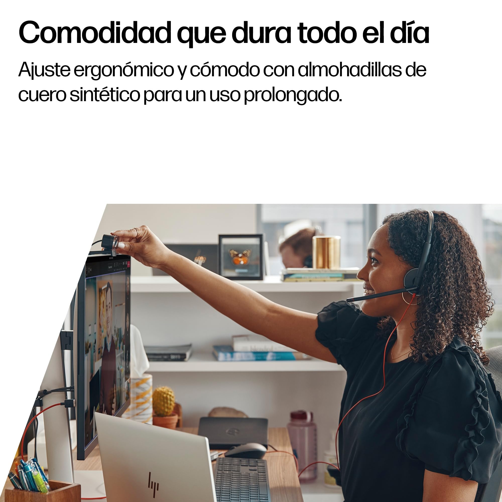 Auricular Poly Blackwire 3225 con cable - Micrófono con cancelación de ruido - Diseño estéreo - Conexión a PC/Mac/dispositivo móvil mediante USB-C, USB-A o conector de 3,5 mm - Funciona: Teams y Zoom