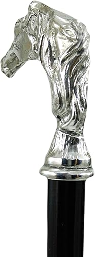 HandMade Italy Bastón hecho a mano en Italia – Hecho a medida – Madera y estaño sólido – Mango de cabeza de caballo – para hombres, mujeres,