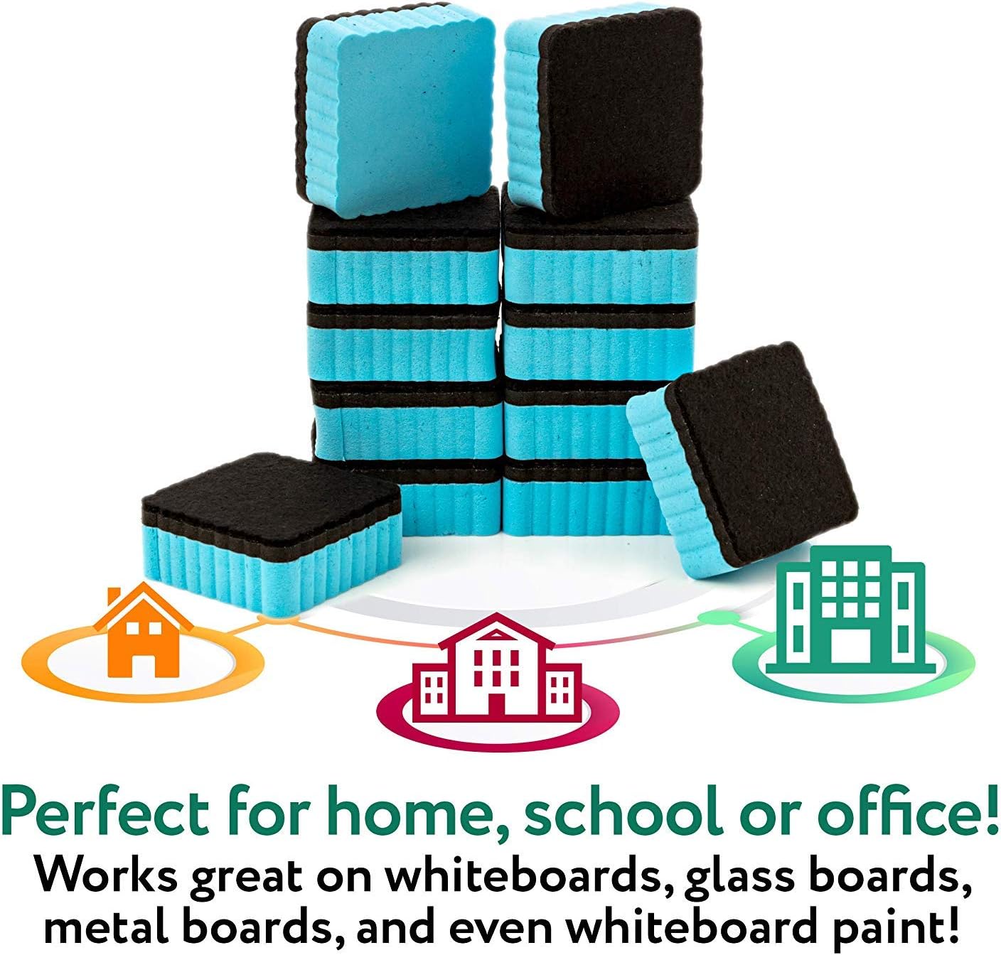 12 Pack Magnetic Dry Erase Erasers, Whiteboard Eraser Chalkboard Dry Eraser for Classroom, Home and Office : Office Products