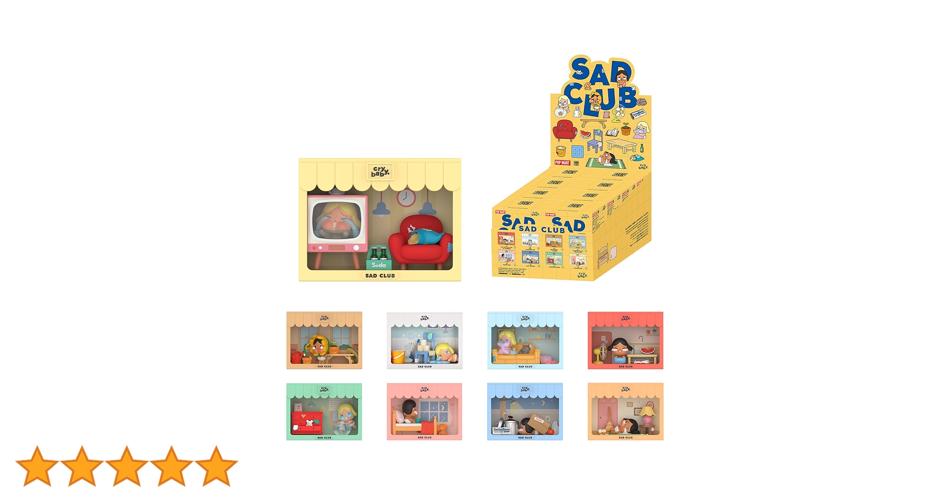 POP MART Crybaby Sad Club ブラインドボックス 8個入り Amazon.co.jp: POPMART CRYBABY Sad Club シリーズ シーンセット