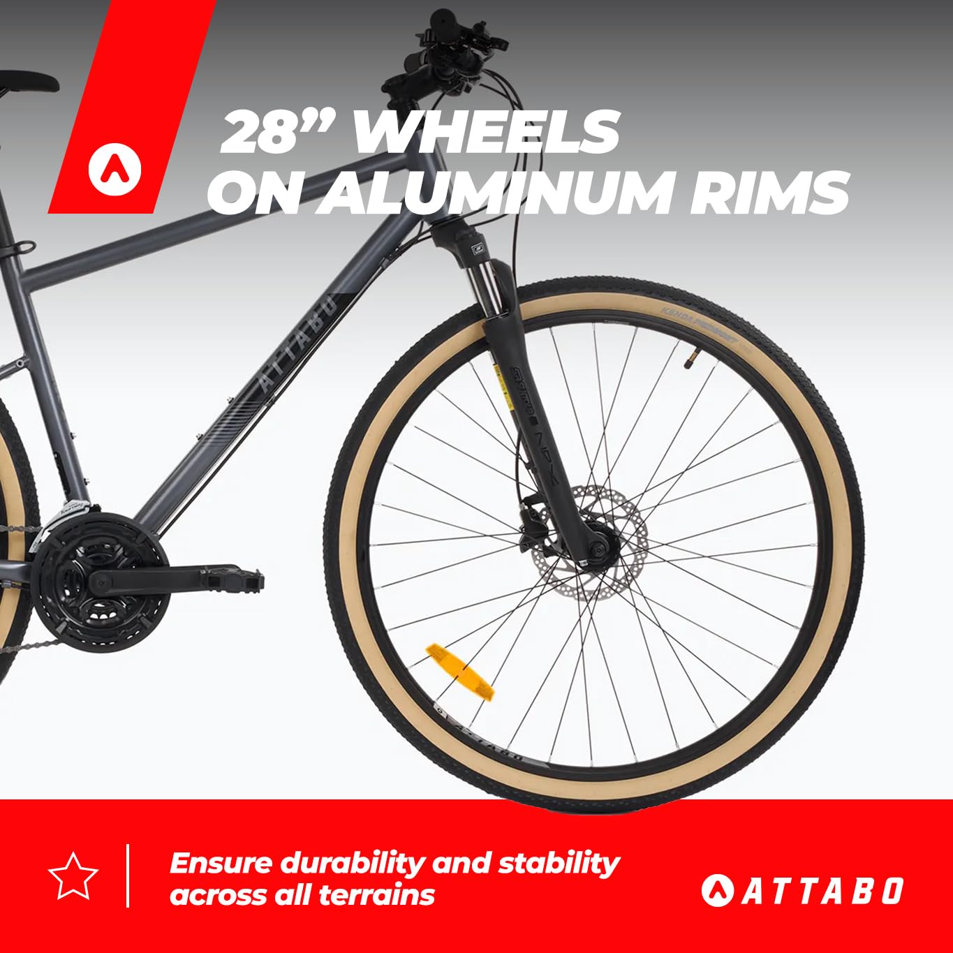 ATTABO SANO koła 3,0-28", rama 20" – męski rower MTB/Trekking Crossrad, aluminiowa rama 6061, SR Suntour SF20 NEX, widelec Shimano 24-biegowy, hamulce MT-201