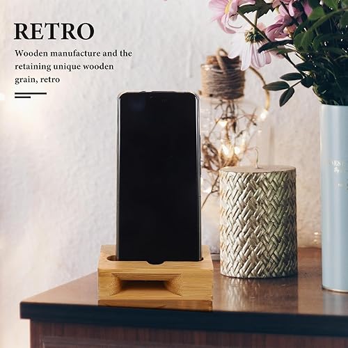Miniatura 5 de NUOBESTY Amplificador de sonido universal para teléfono Soporte de teléfono de madera Soporte de teléfono Soporte de muelle de teléfono Soporte para