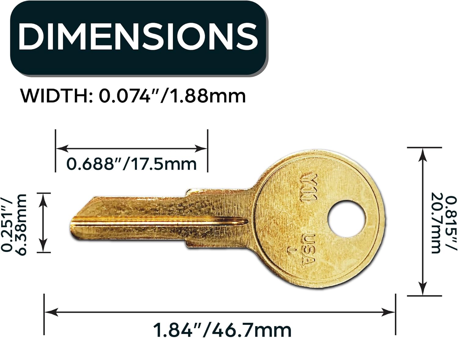 SUMMIT DOORWARE Y11 Key Blanks in Premium Brass | Uncut Blank Keys for Home and Professional Use | Pack of 50 Blank Keys