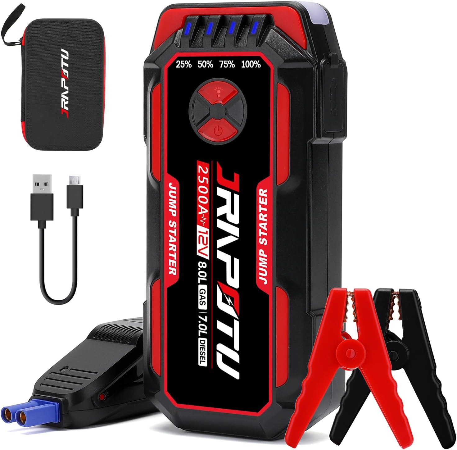 JRAPOTU Portable Car Jump Starter, 2500A Peak Battery Jumper Starter Portable, Jump