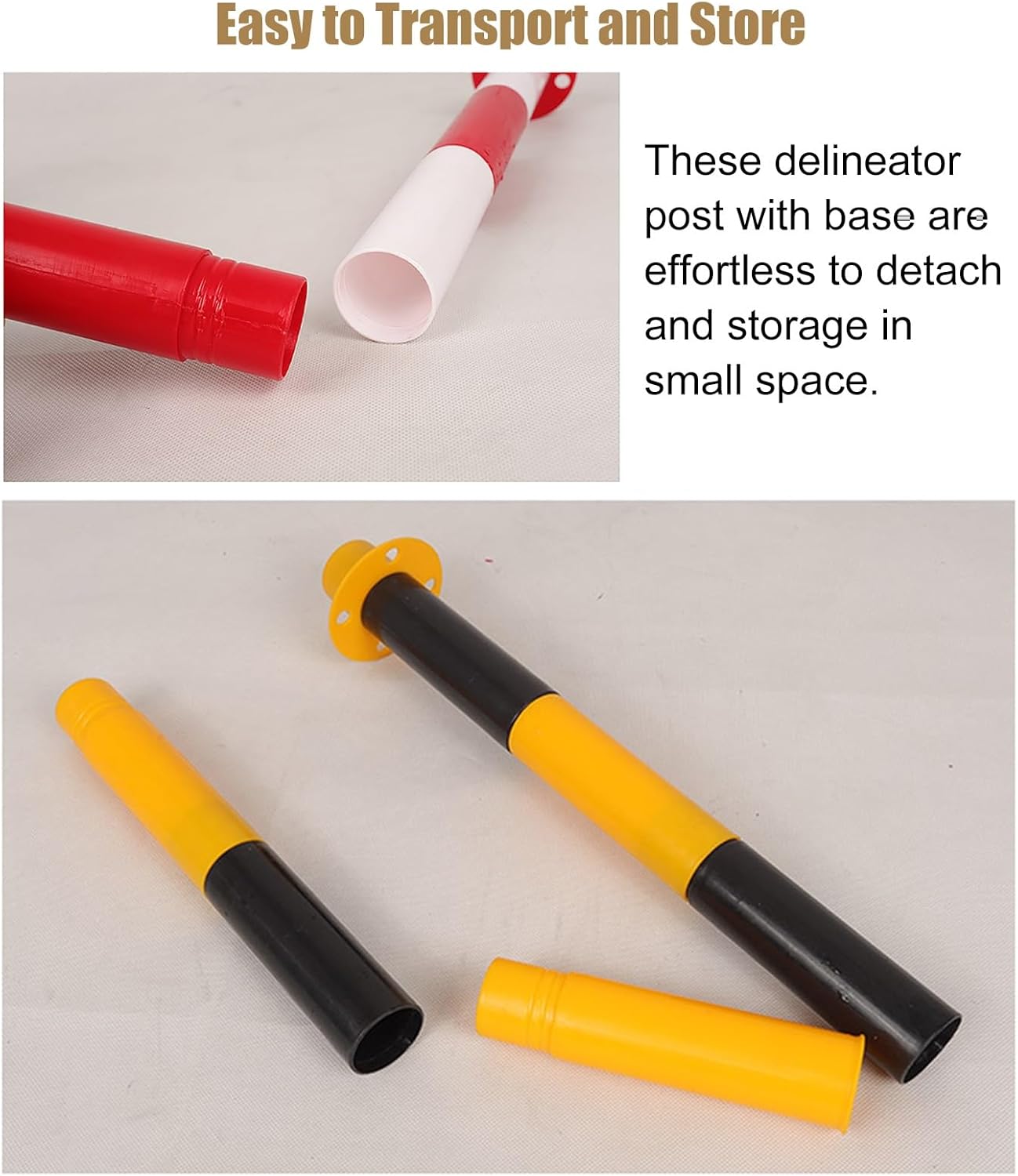 Parking Lot Traffic Delineator Post with Fillable Base, 33.5inch Plastic Warning Cones Posts, Stanchions & 9.8FT Safety Barrier Chain