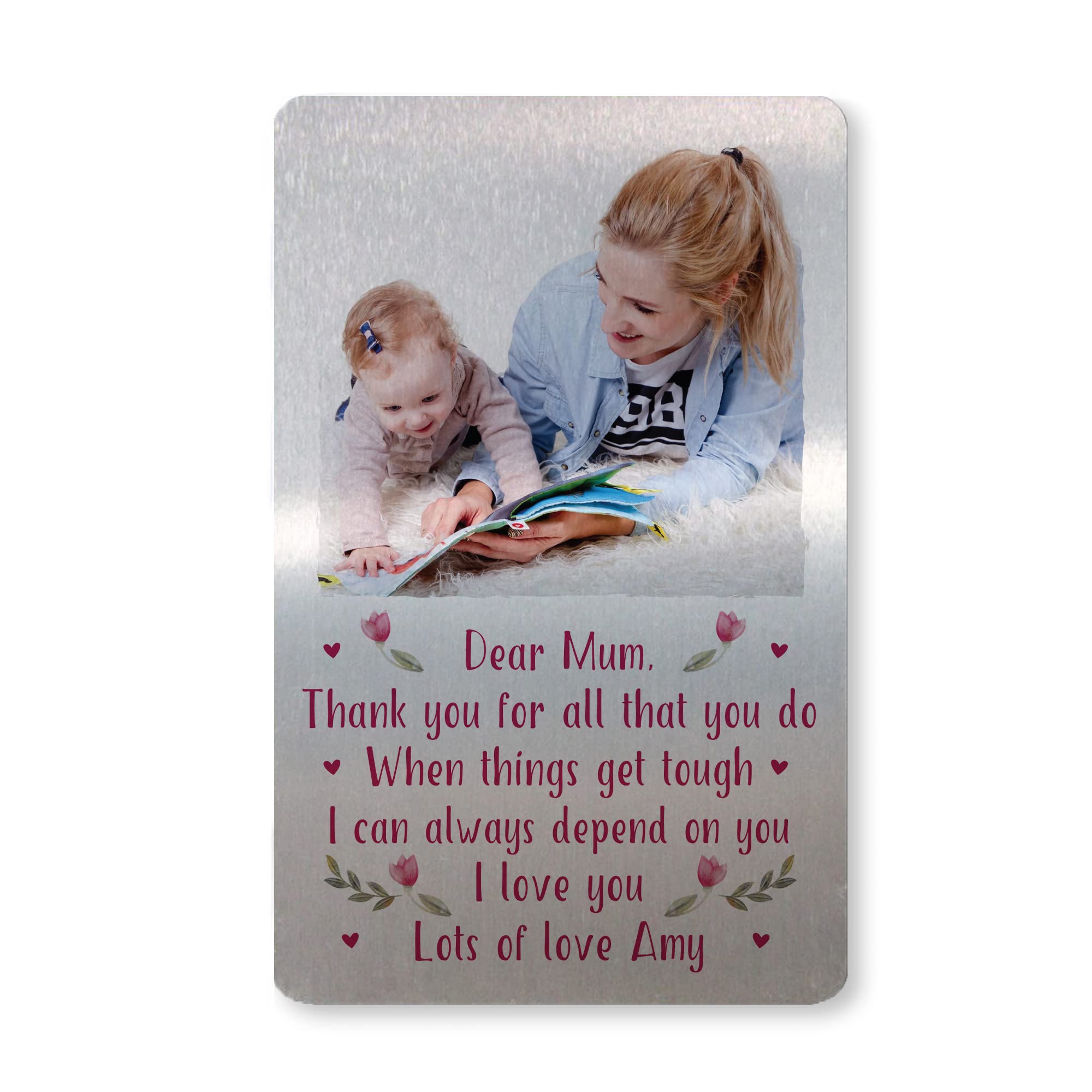 RED OCEAN Personalised Photo Gift For Mum Novelty Mothers Day Gift Metal Wallet Card Birthday Gifts For Mum
