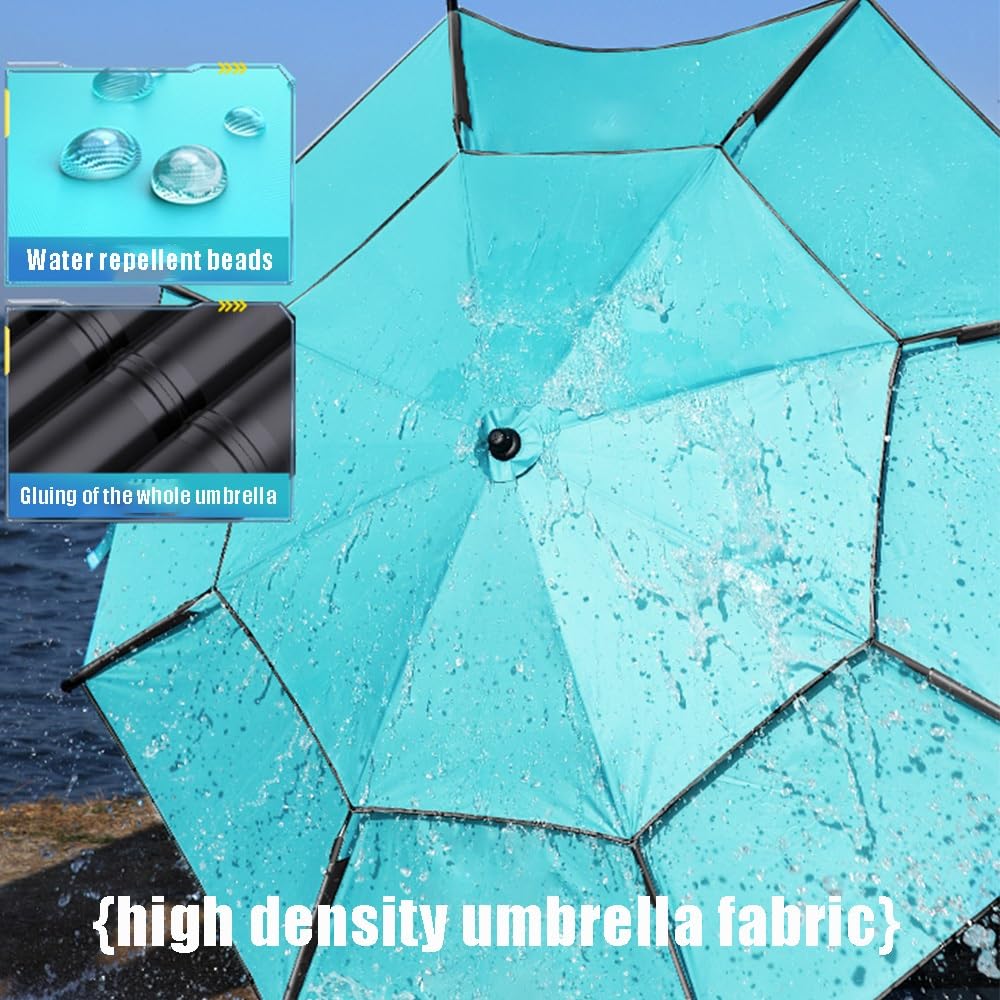 200cm 260cm Paraguas De Pesca Aire Libre, Sombrilla De Playa Antiviento, Paraguas De Patio Protección UV Con Función De Inclinación