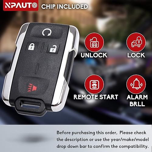 Miniatura 2 de 2 llaves de repuesto para Chevy Silverado GMC Sierra 1500 2500 3500 2014-2016 2017 2018 2019 2020 GMC Canyon Chevrolet Colorado 2015-2021