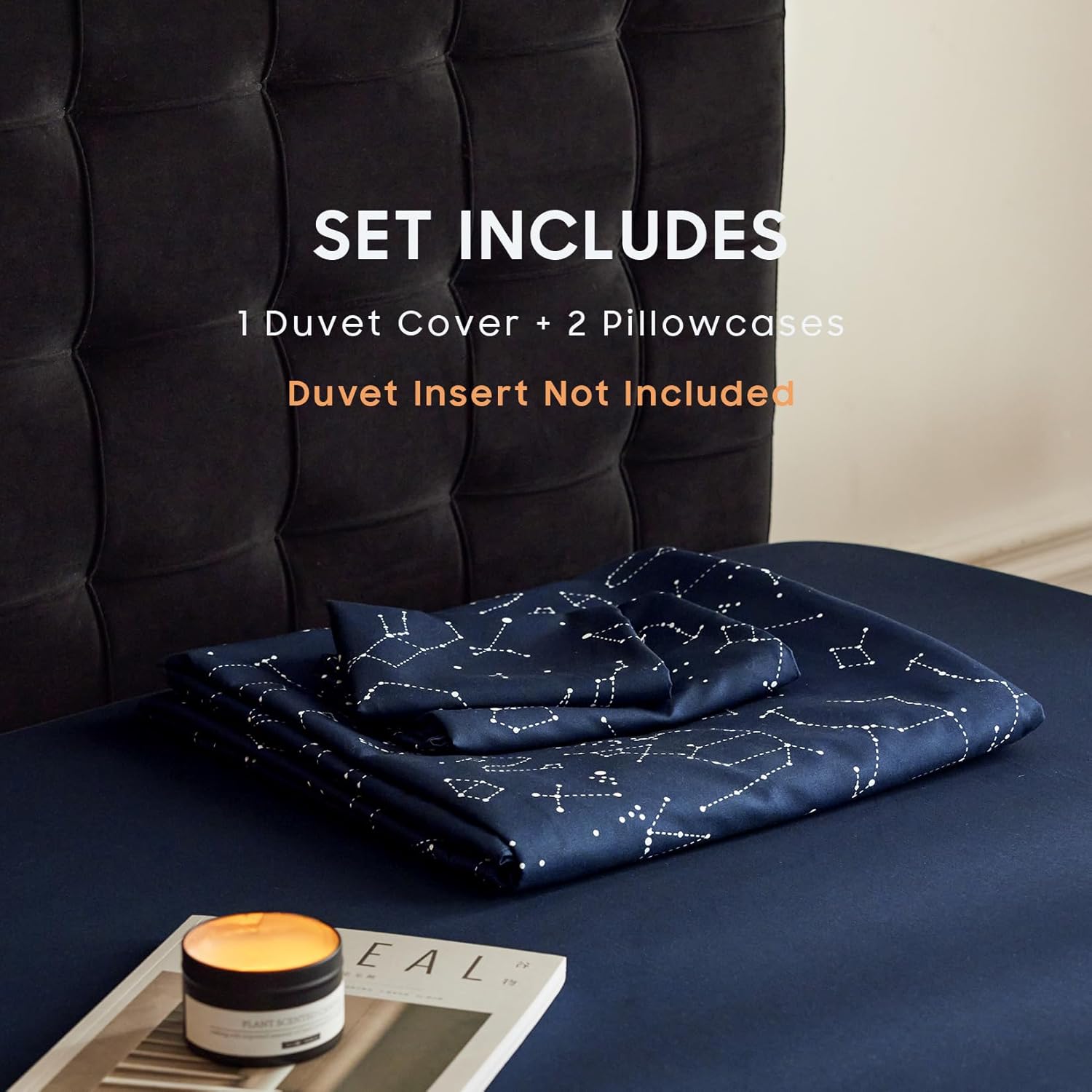 Wake In Cloud - Constellation Duvet Cover Set, Space Witchy Star Celestial Galaxy Astrology for Teen Kids Boys Girls, Soft Lightweight Bedding, 3-Piece, Navy Blue, Twin/Twin XL Size - Image 4