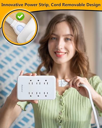 Miniatura 8 de Huntkey EasyCombo Regleta de alimentación desmontable de viaje, 3 tomacorrientes, aprobado por crucero, sin protección contra sobretensiones, cable