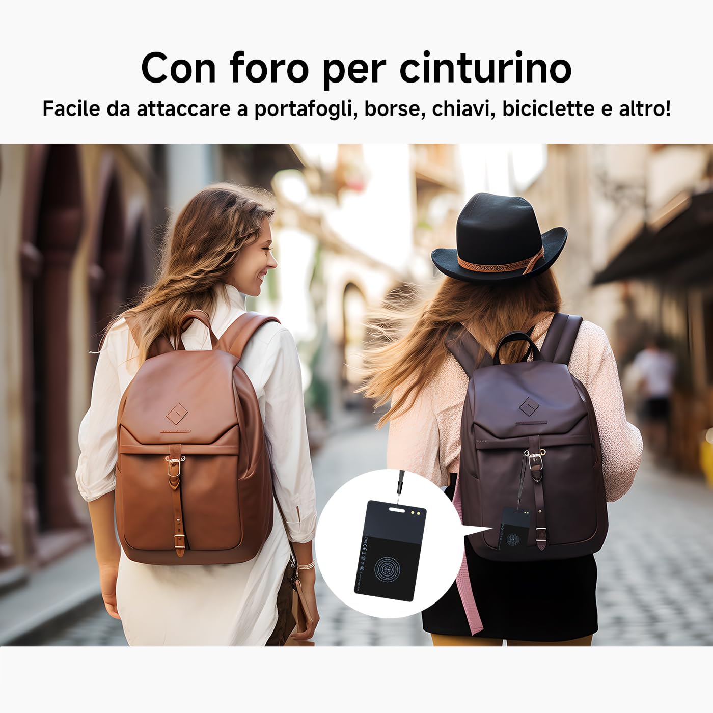 Wallet Card Tracker 1.6mm, tag di localizzazione smart ricaricabile wireless con biglietto da visita digitale NFC con Apple Dov'è (solo iOS), Localizzatore per Valigie, Portafoglio, Bagagli, Telefono