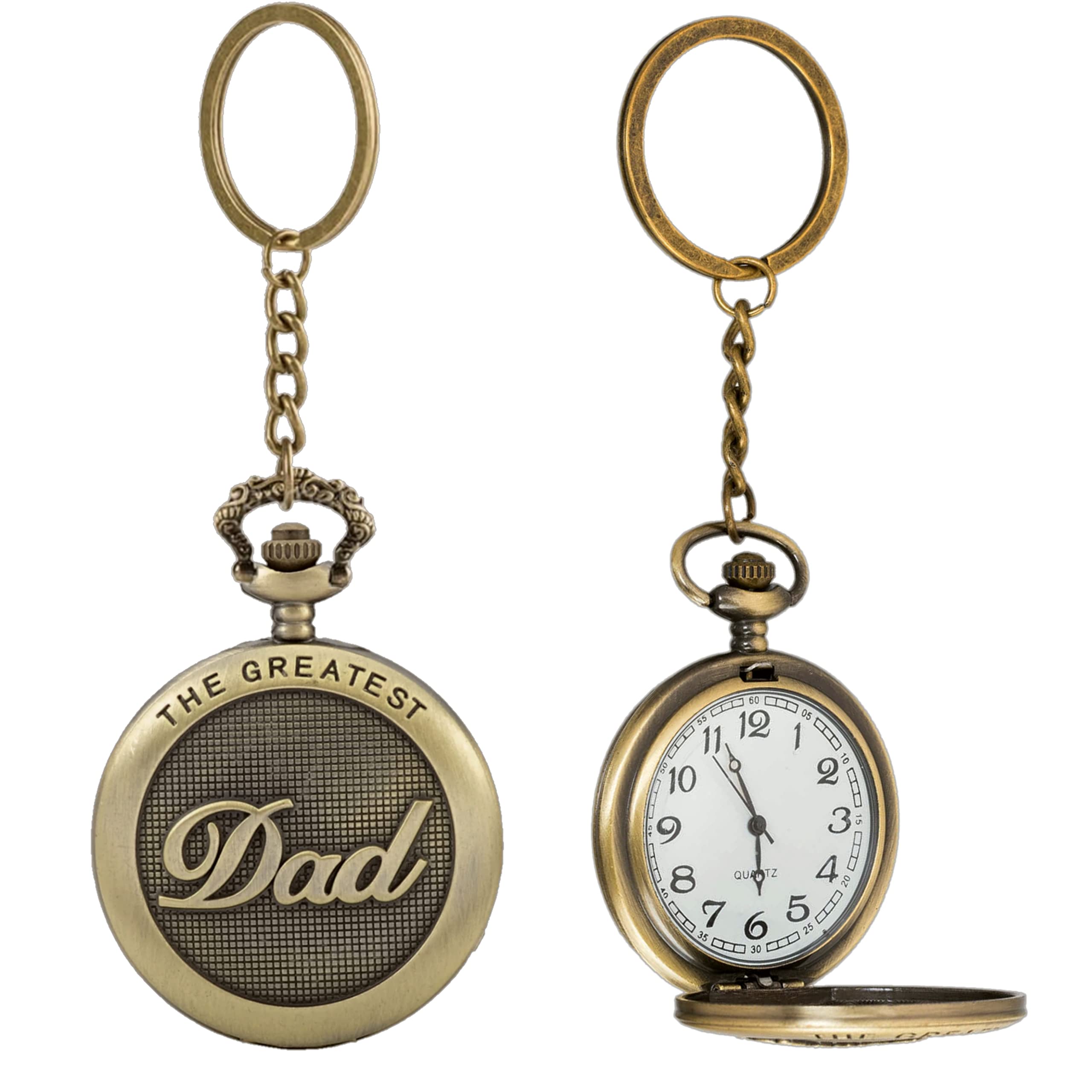 Fathers Day Theme Classic Pocket Watch Key Chains, Gifts for Dads, Birthday Gift for Papa, Father or Grandpa Emotional Love Expressing Message Engraved, for Special Occassions like Fathers Day-image-42
