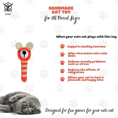 Miniatura 5 de ASHIK Juguetes hechos a mano para gatos, 2 piezas, varita para gatos y sonajero, juguete masticable con hierba gatera para gatos y gatitos de